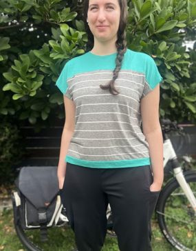 Clearance - Move Tee for Biking - Mint Merino Stripe