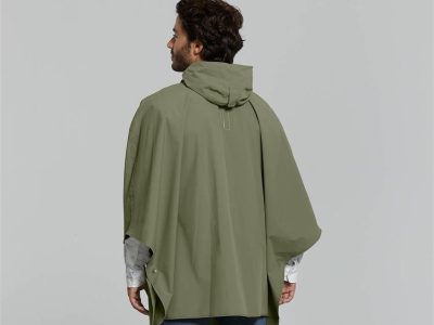 Bike Poncho rear view on male. goRide unisex bike poncho