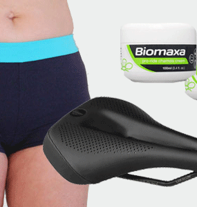 Womens Bike Seat Comfort Product Combo. Choice of Boyleg Bike goUnders, saddle & Comfort Cream